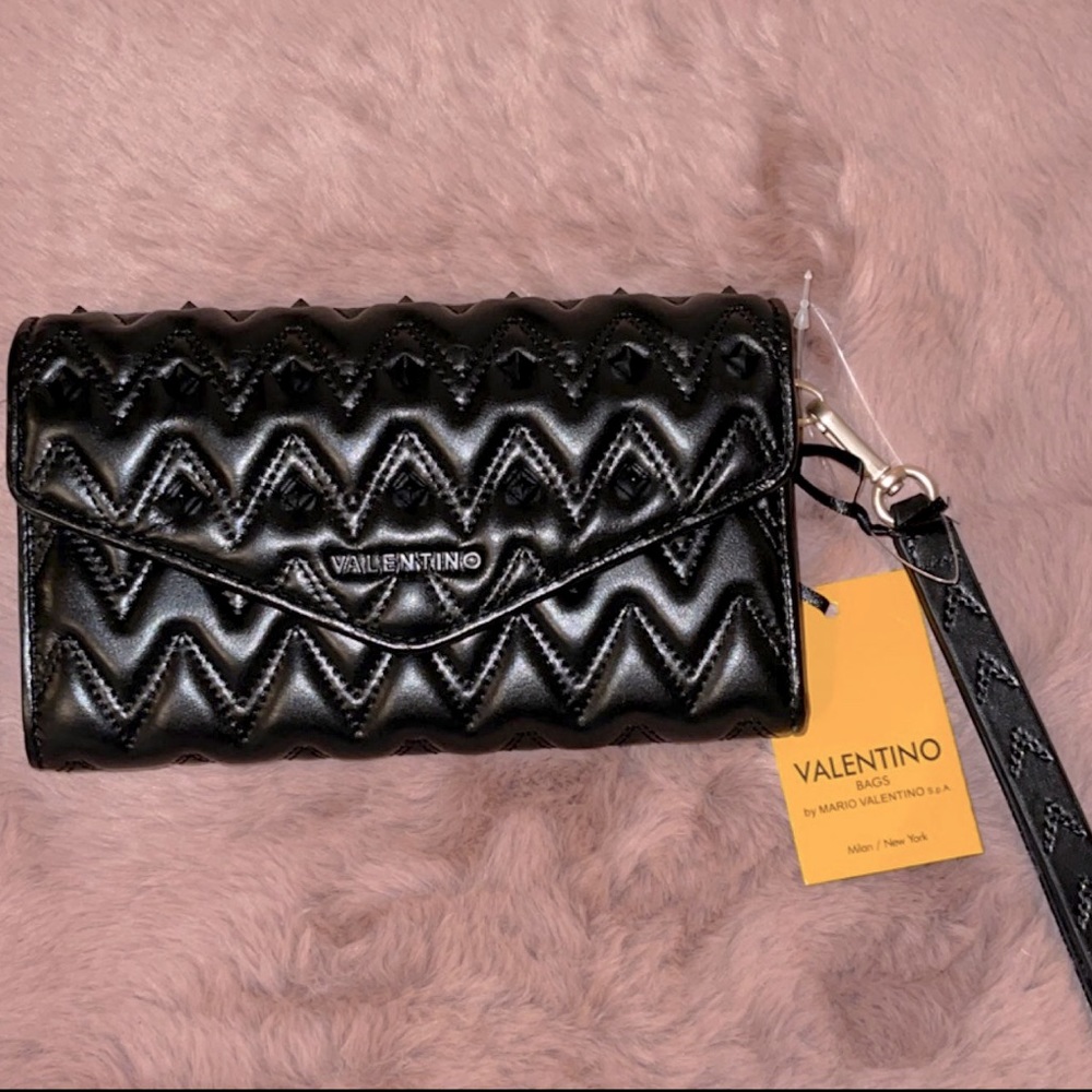 Valentino studded wallet wristlet with strap